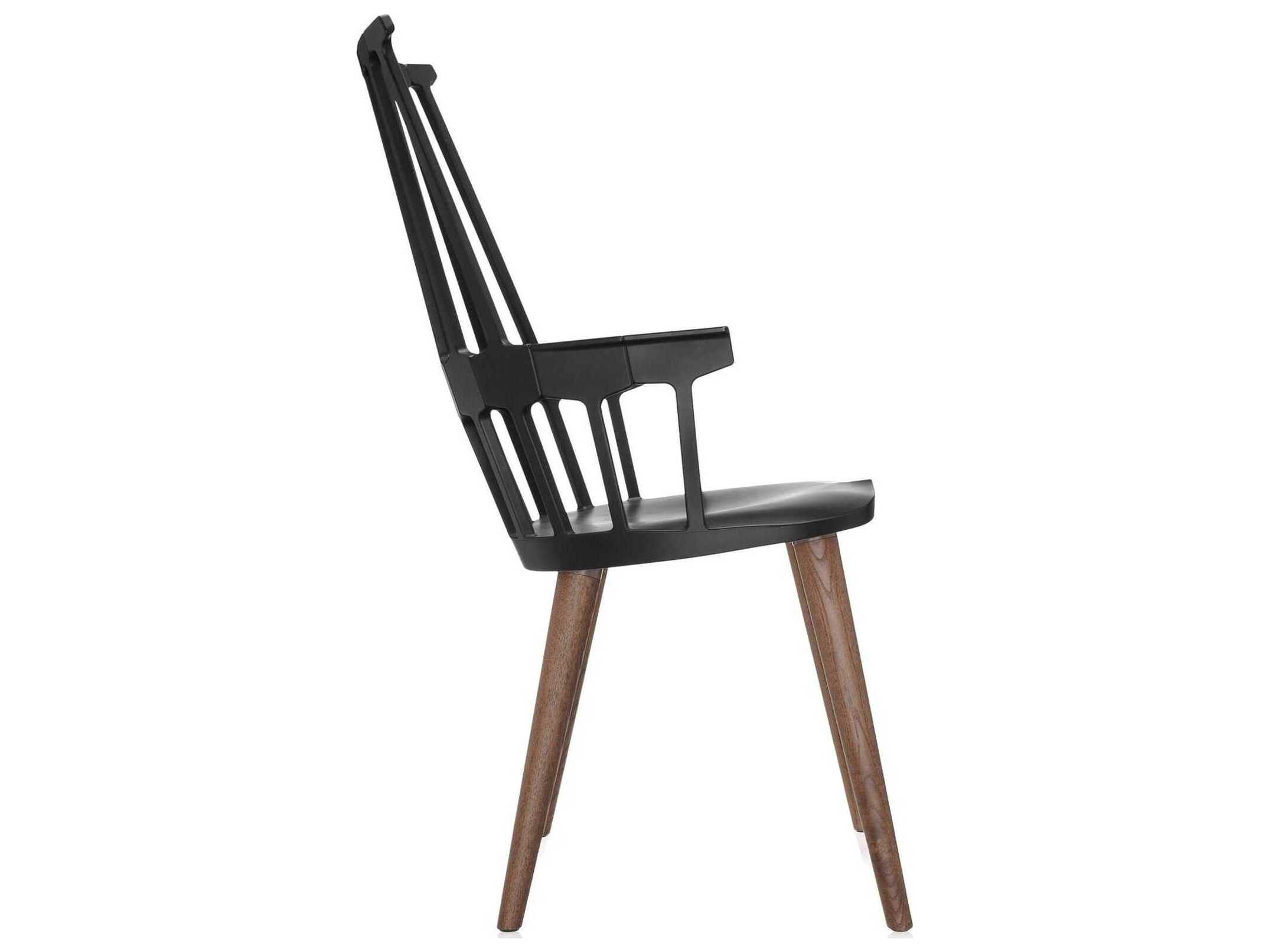 Kartell Comback Ash Wood Black Arm Dining Chair  (Sold in 2)