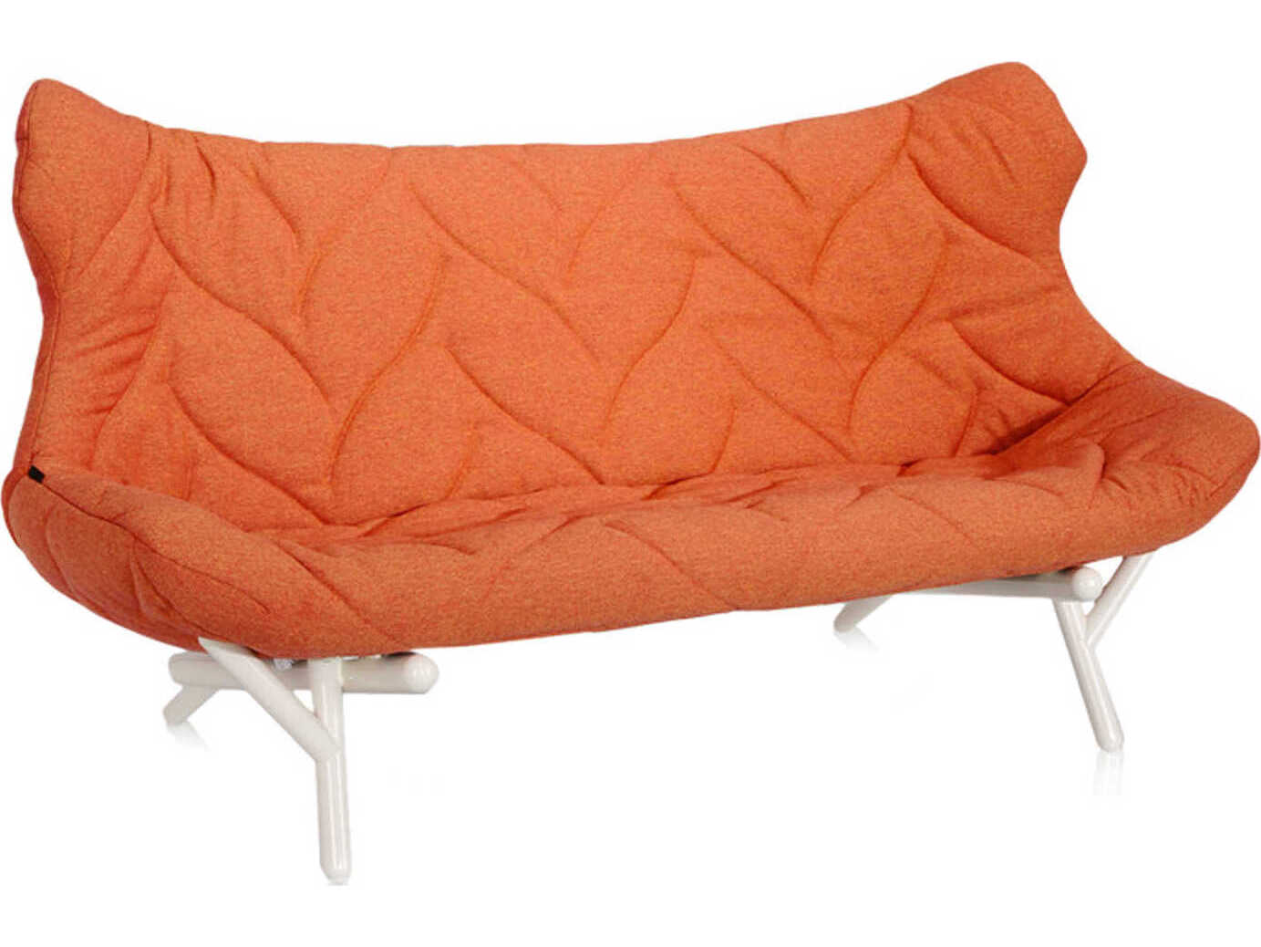 Kartell Foliage Orange Trevira And White Upholstered Loveseat