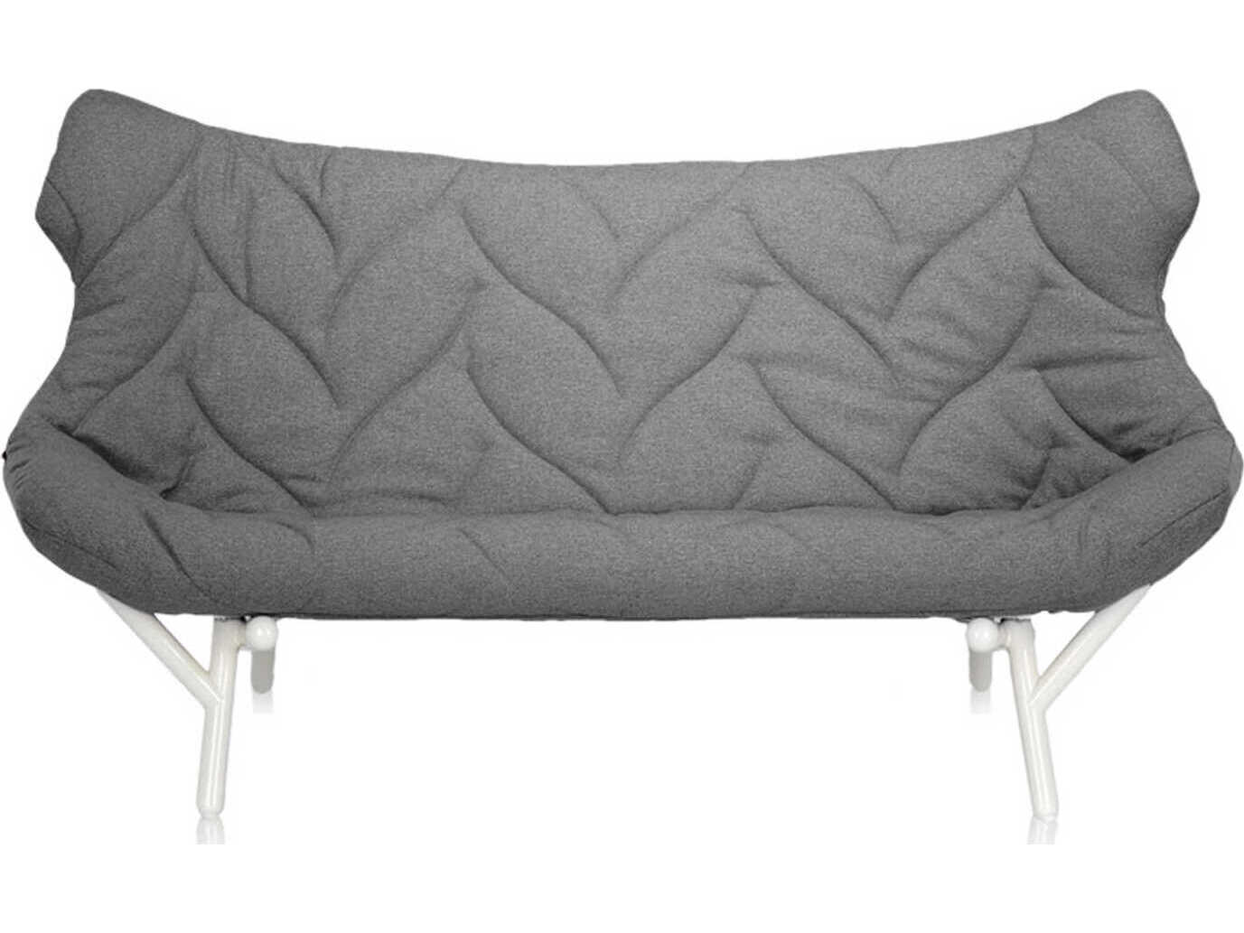 Kartell Foliage Gray Trevira And White Upholstered Loveseat