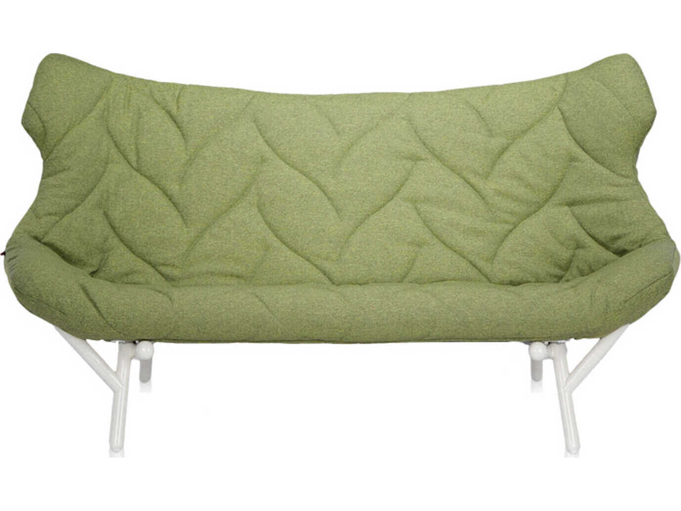 Kartell Foliage Green Trevira And White Upholstered Loveseat