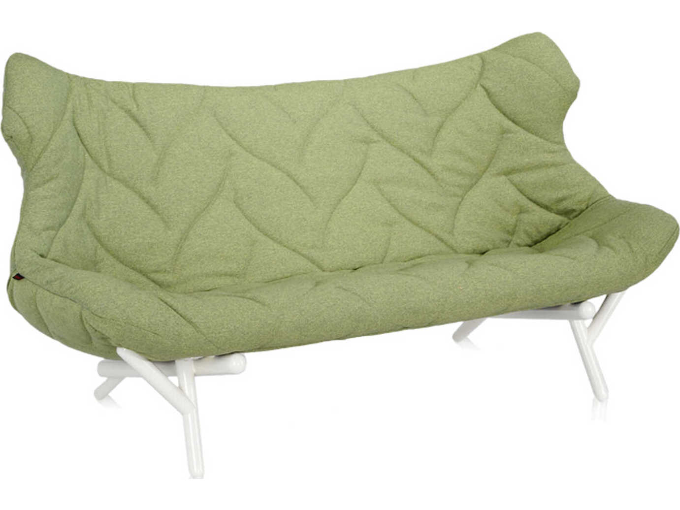 Kartell Foliage Green Trevira And White Upholstered Loveseat