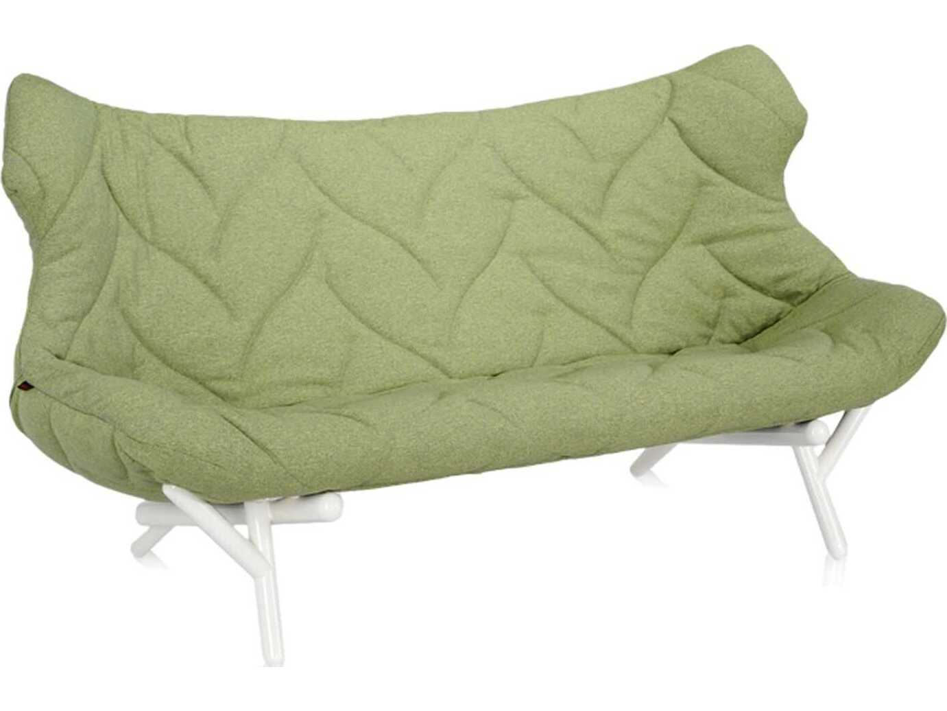 Kartell Foliage Green Trevira And White Upholstered Loveseat