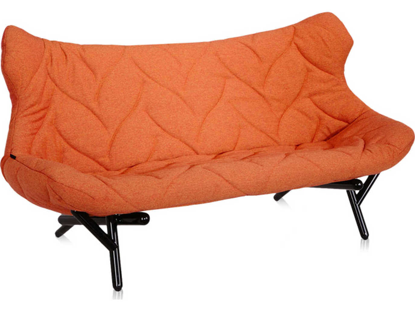 Kartell Foliage Orange Trevira And Black Upholstered Loveseat