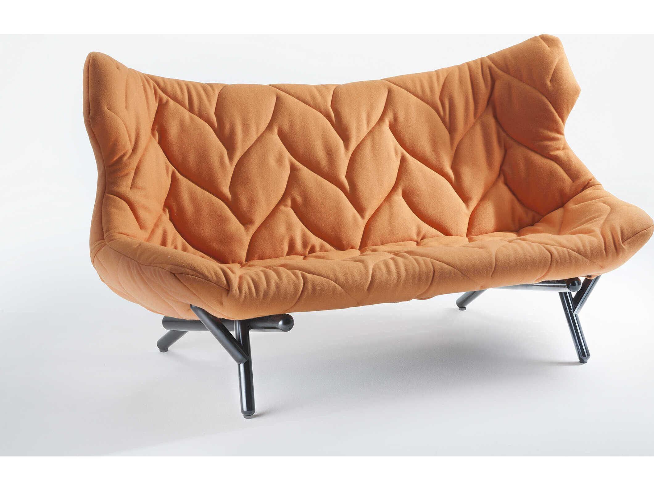 Kartell Foliage Orange Trevira And Black Upholstered Loveseat