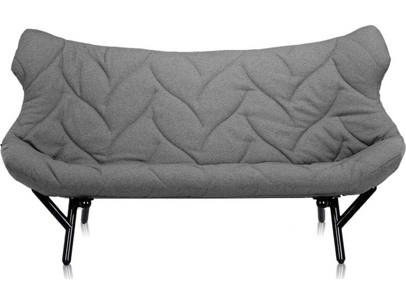 Kartell Foliage Gray Trevira And Black Upholstered Loveseat