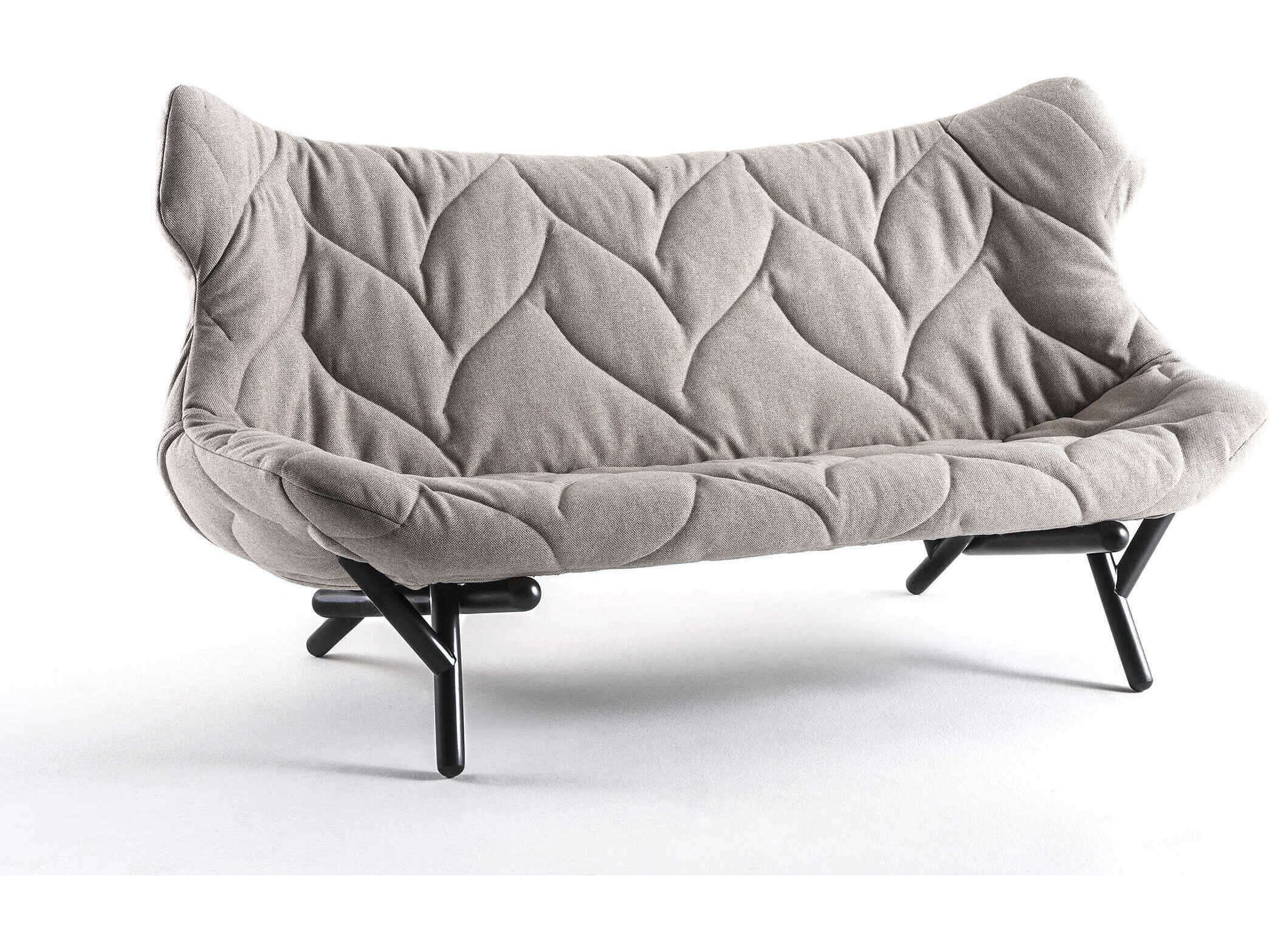 Kartell Foliage Gray Trevira And Black Upholstered Loveseat
