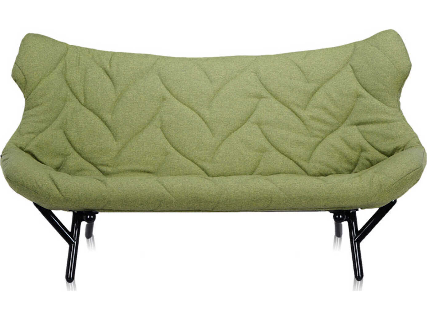 Kartell Foliage Green Trevira And Black Upholstered Loveseat
