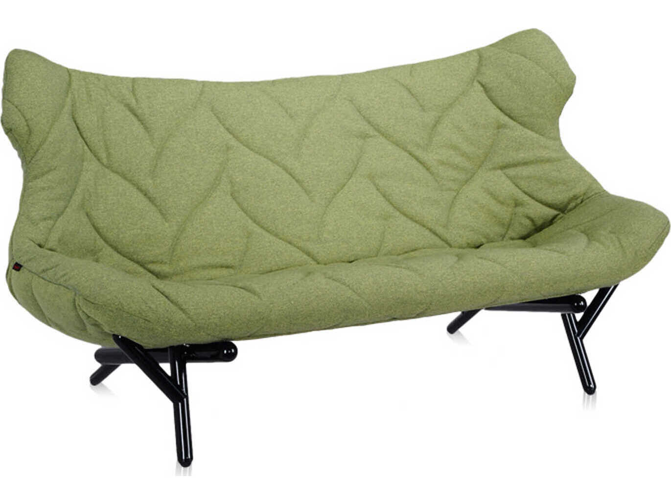Kartell Foliage Green Trevira And Black Upholstered Loveseat