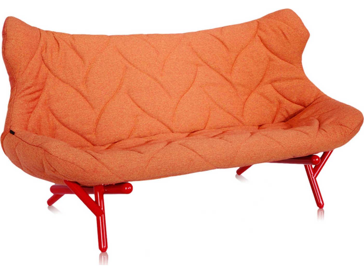 Kartell Foliage Orange Trevira And Reds Upholstered Loveseat