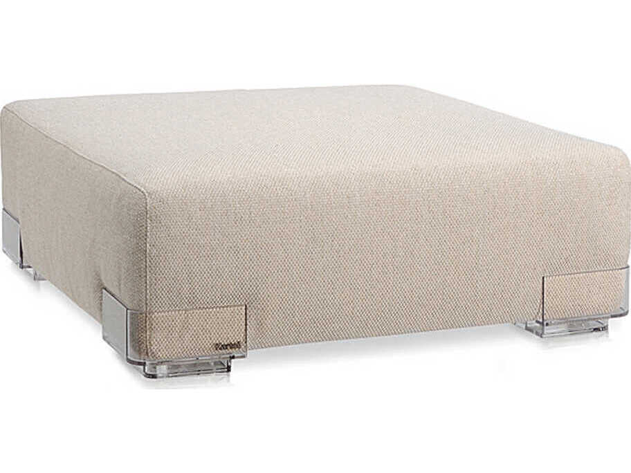 Kartell Plastics Duo Ecru Beige Upholstered Ottoman