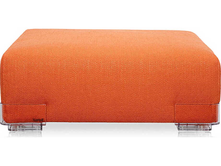 Kartell Plastics Duo Orange Upholstered Ottoman
