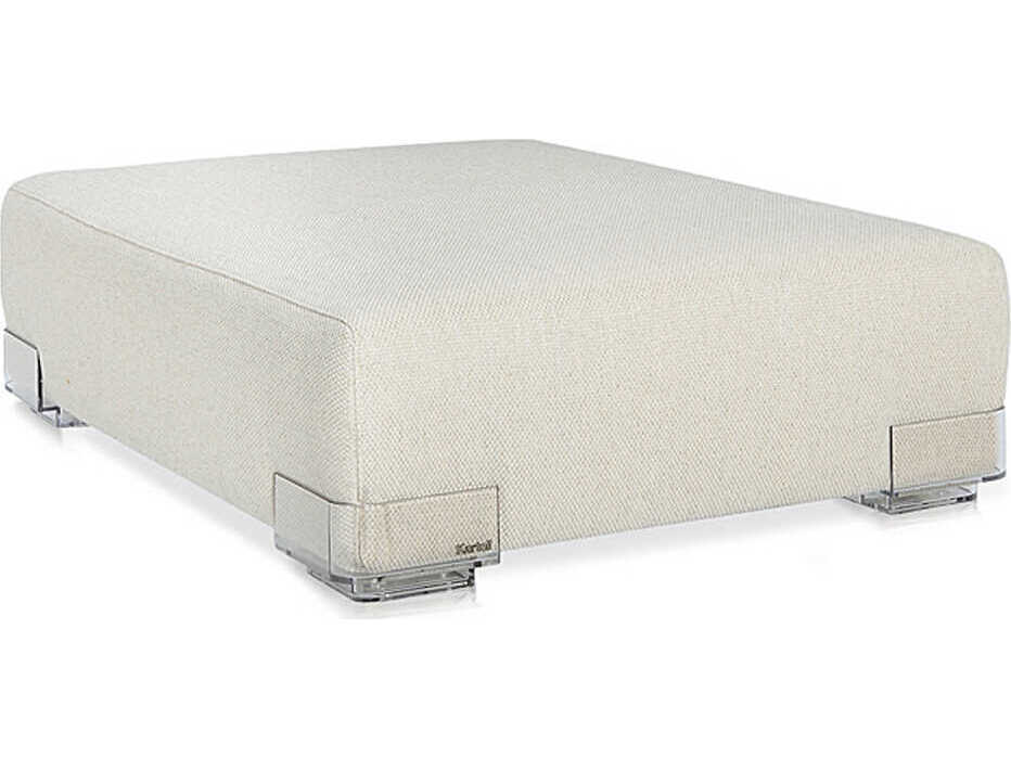 Kartell Plastics Duo Ecru Beige Upholstered Ottoman