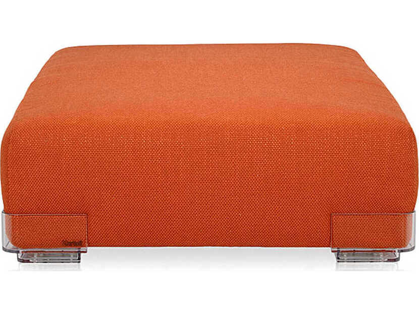 Kartell Plastics Duo Orange Upholstered Ottoman