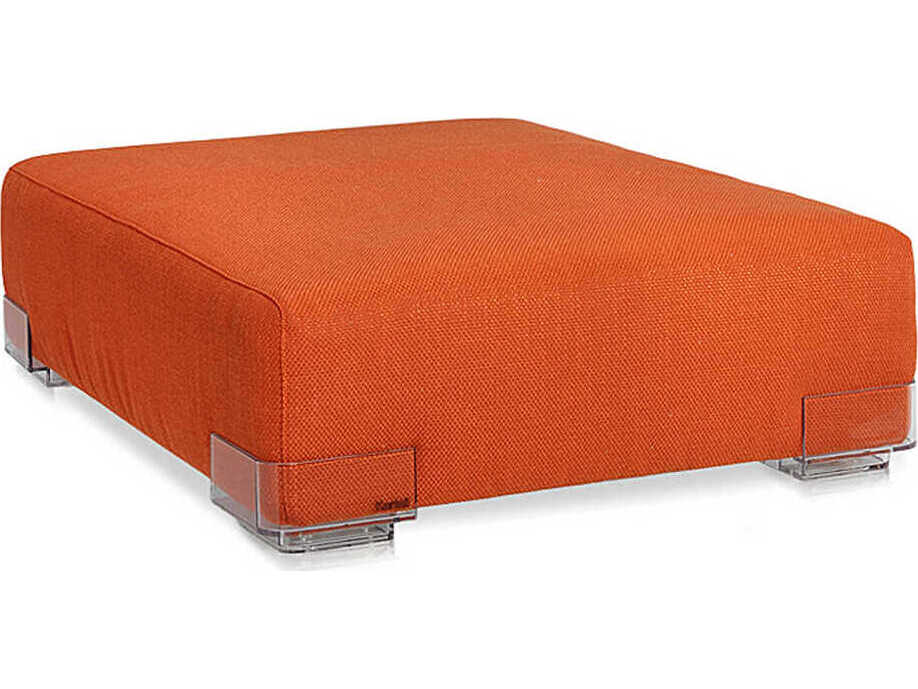 Kartell Plastics Duo Orange Upholstered Ottoman