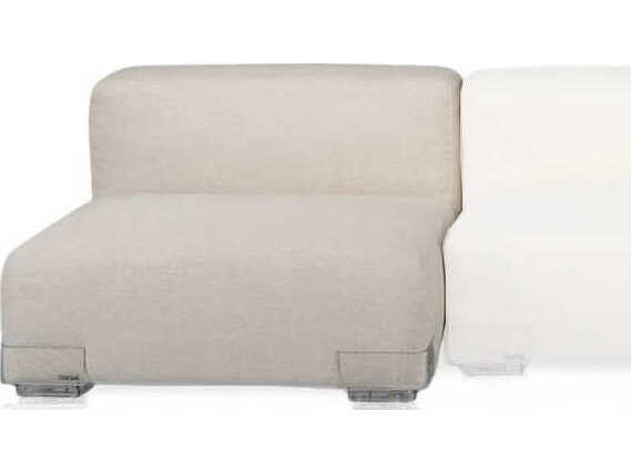 Kartell Plastics Duo 34.63" Duo Square Armless Seat with Nile Fabric in ecru