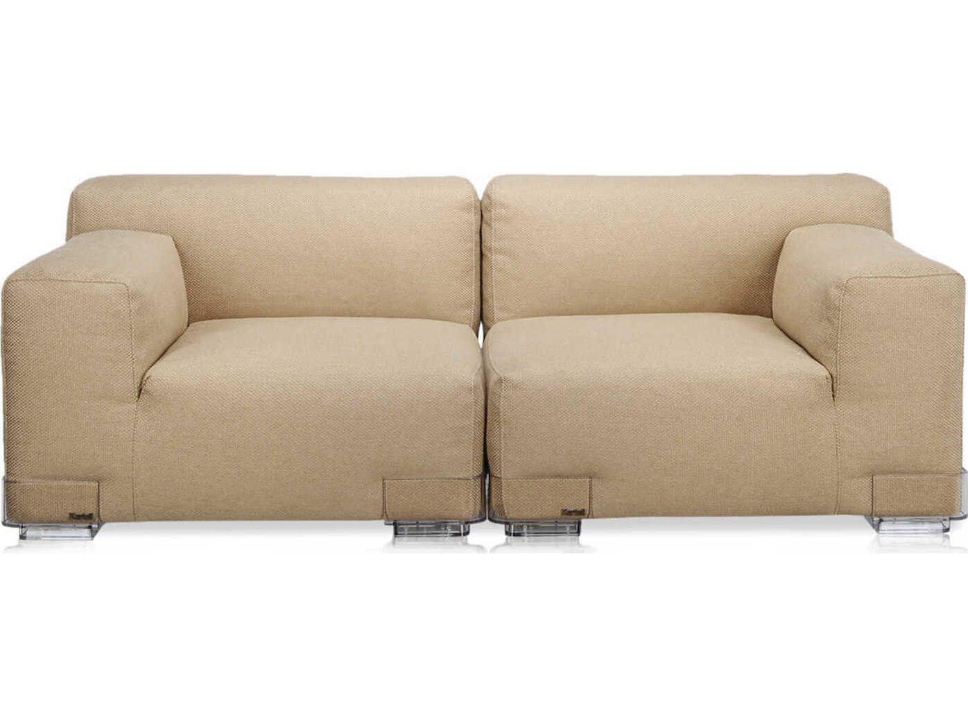 Kartell Plastics Duo Dove Gray Upholstered Loveseat