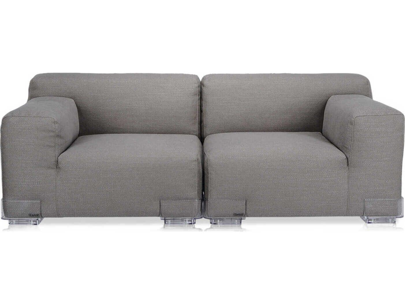 Kartell Plastics Duo Gray Upholstered Loveseat