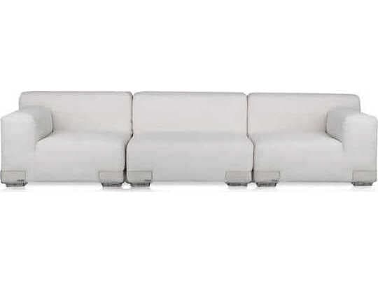 Kartell Plastics Duo 34.63" Duo Wide Left end Seat with Nile Fabric in White