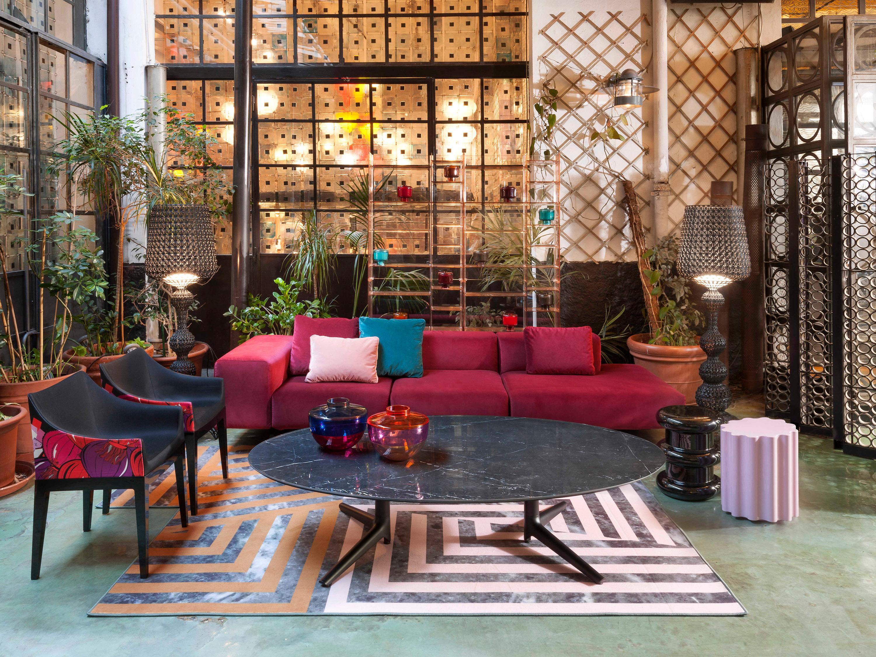 Kartell Largo Cardinal Red Velvet Sofa