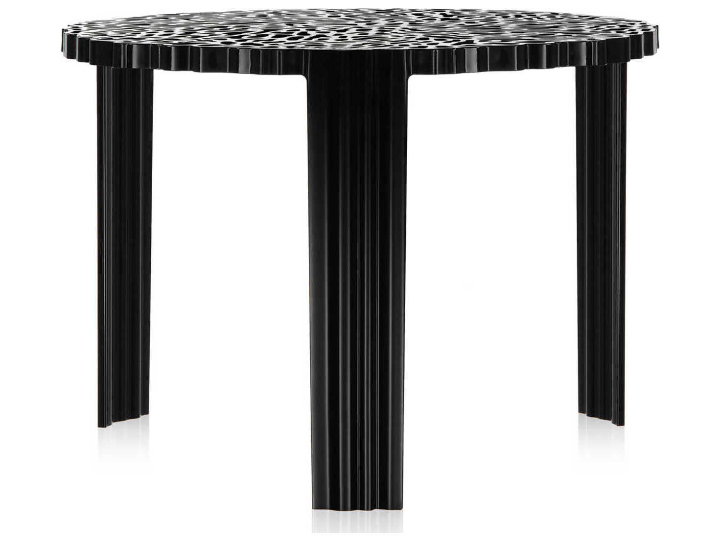Kartell T-table Round Plastic Black End Table