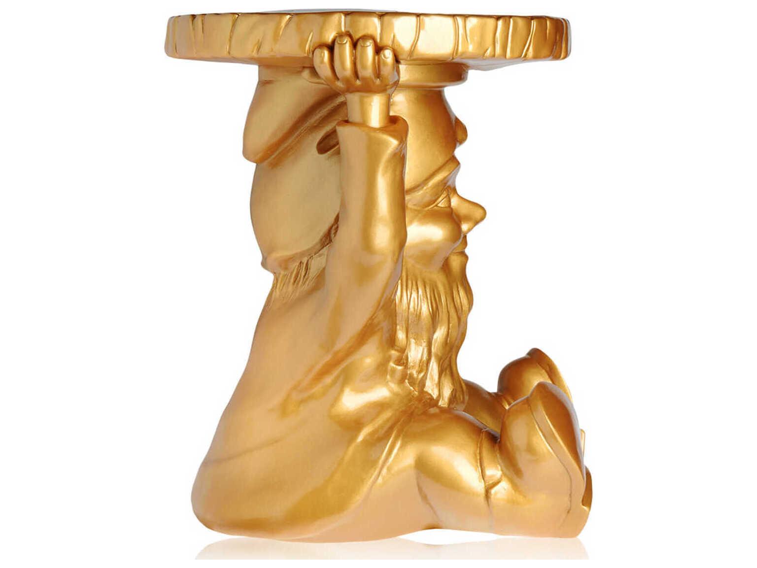Kartell Attila Gnome Round Plastic Gold End Table
