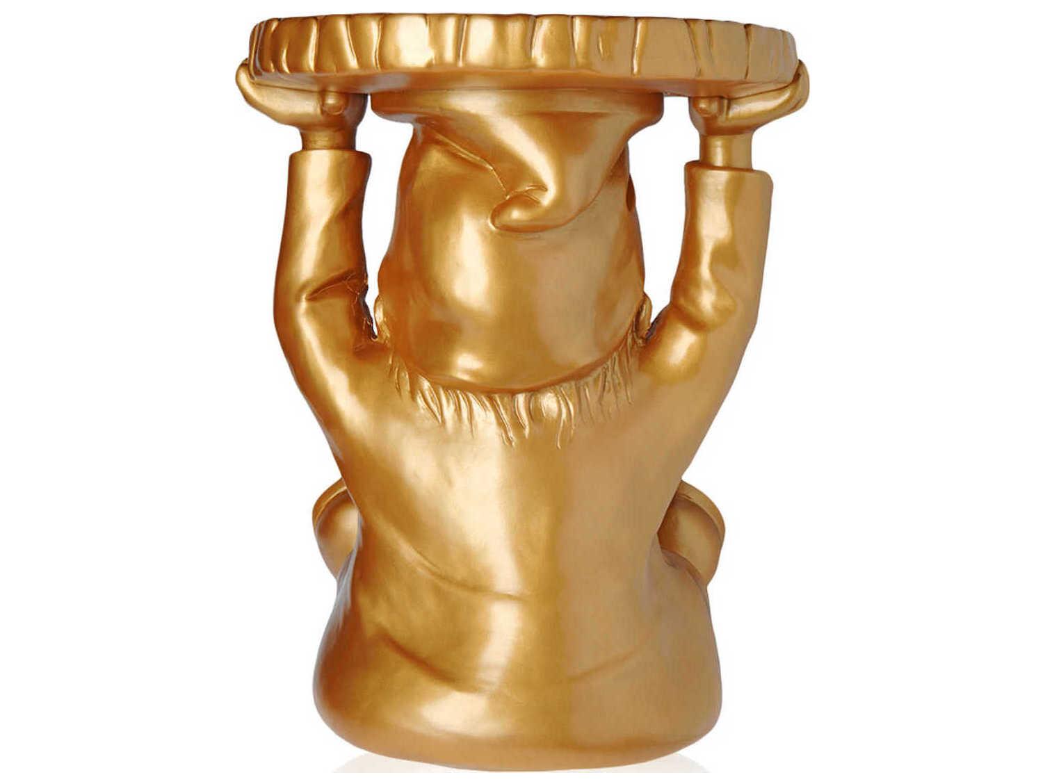 Kartell Attila Gnome Round Plastic Gold End Table