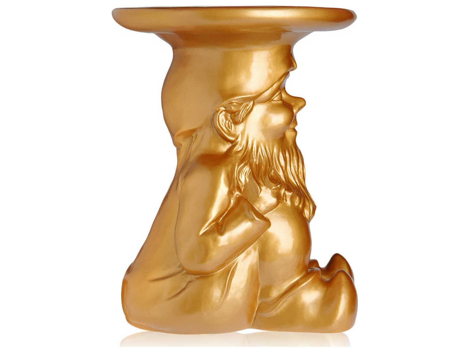 Kartell Napoleon Gnome Round Plastic Gold End Table