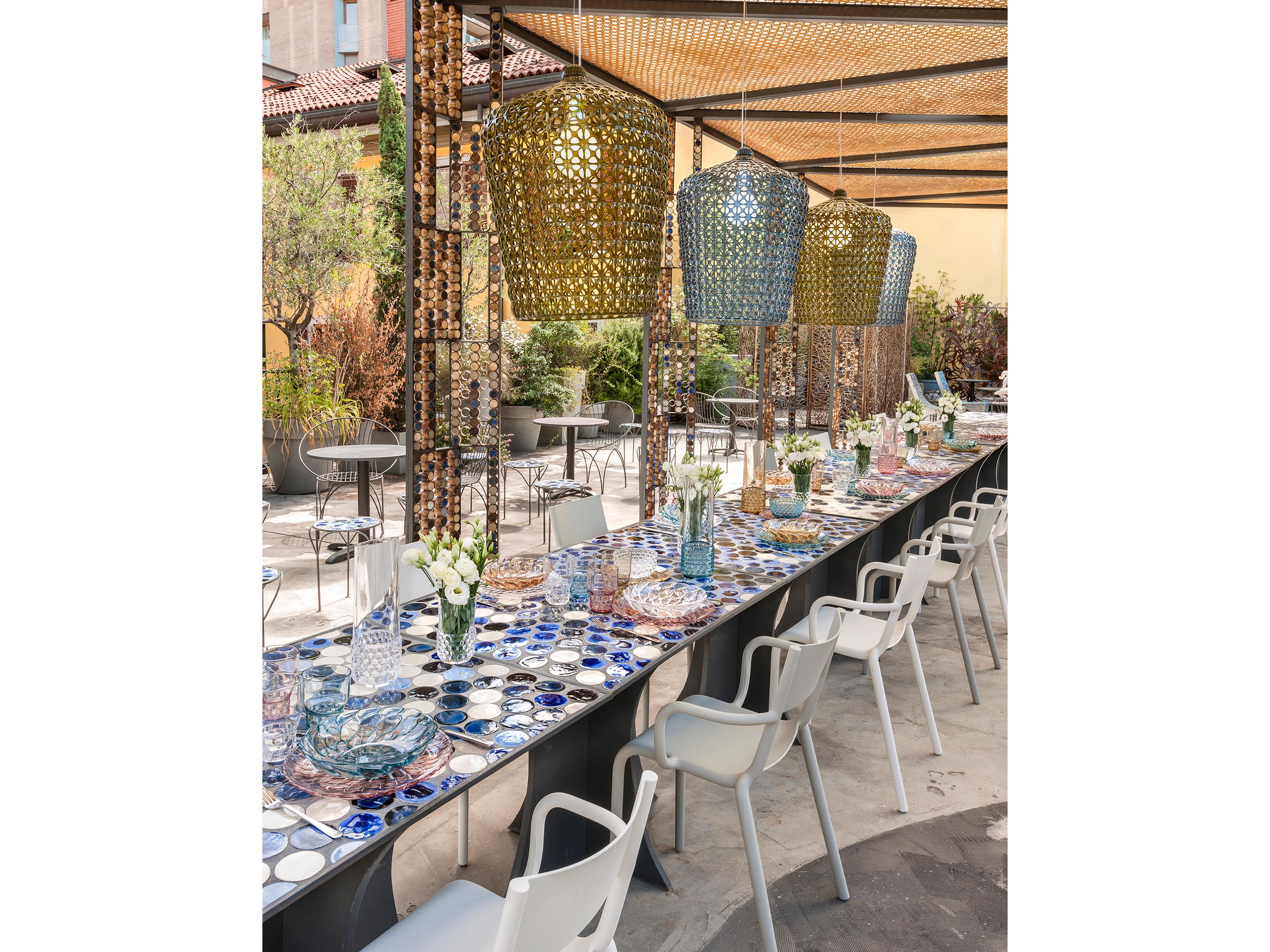 Kartell Kabuki Green LED Drum Pendant