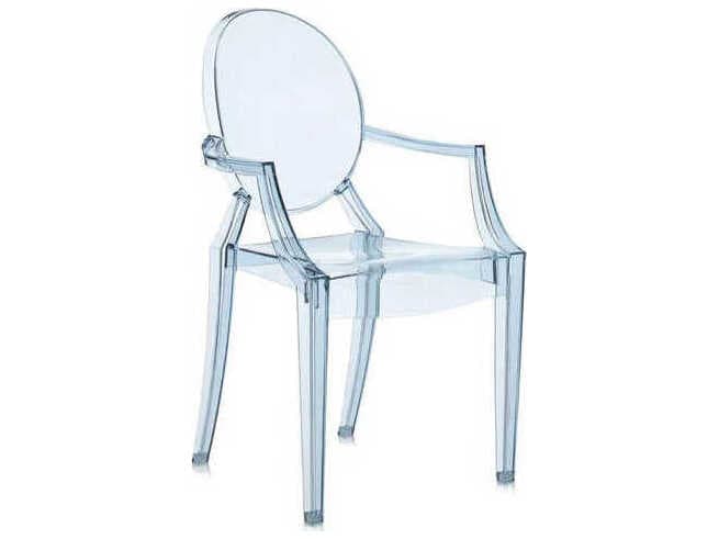 Kartell Lou Lou Ghost Child's Size Stackable Armchair in Light Blue