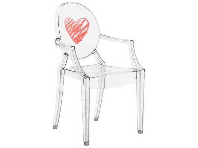 Kartell Lou Lou Ghost Child's Size Stackable Armchair in Crystal Heart
