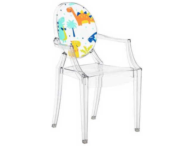 Kartell Lou Lou Ghost Child's Size Stackable Armchair in Crystal Dinosaur