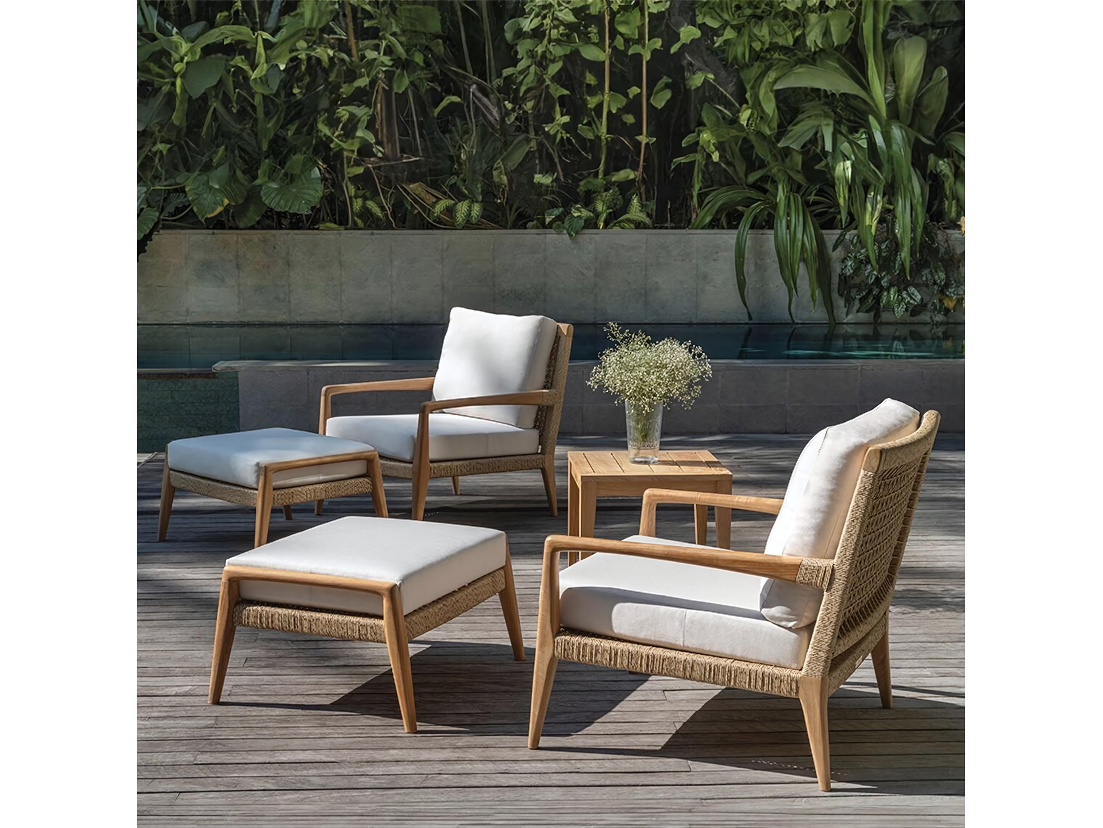 Kingsley Bate Barcelona Teak Cushion Ottoman