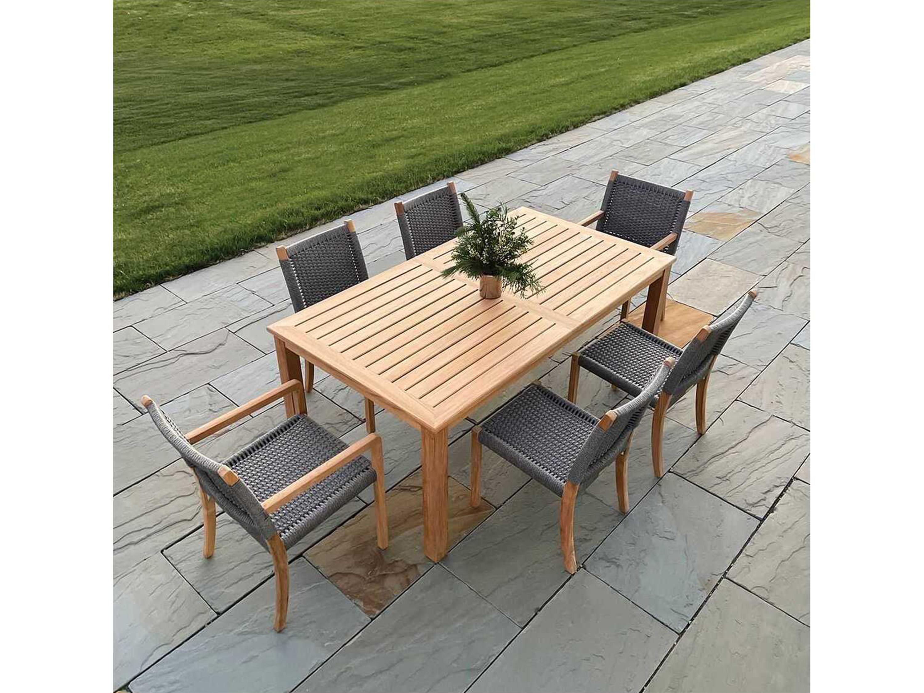 Kingsley Bate Bainbridge Teak 72.5"W x 40"D Rectangular Dining Table with Umbrella Hole