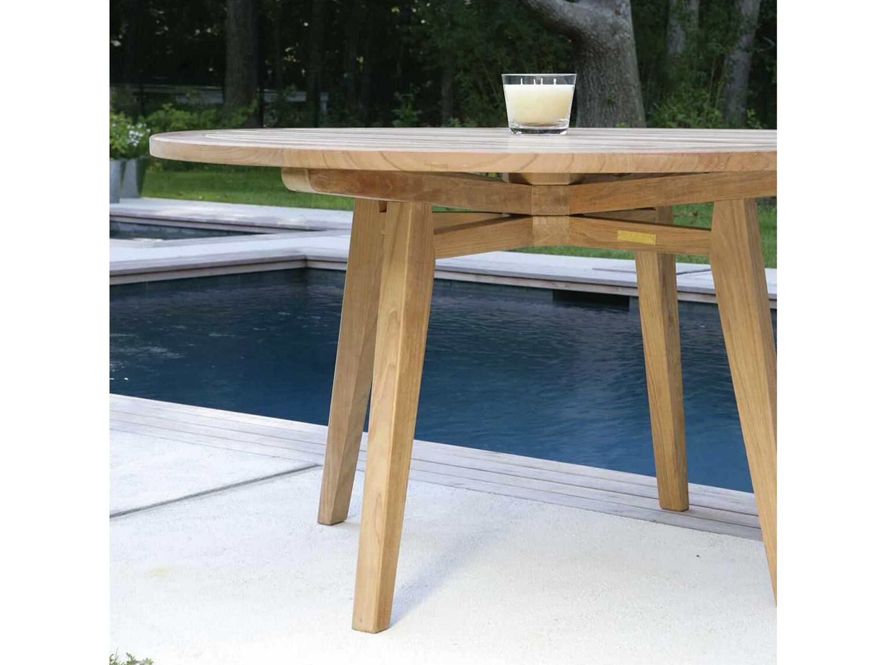 Kingsley Bate Algarve Teak 52" Wide Round Dining Table with Umbrella Hole