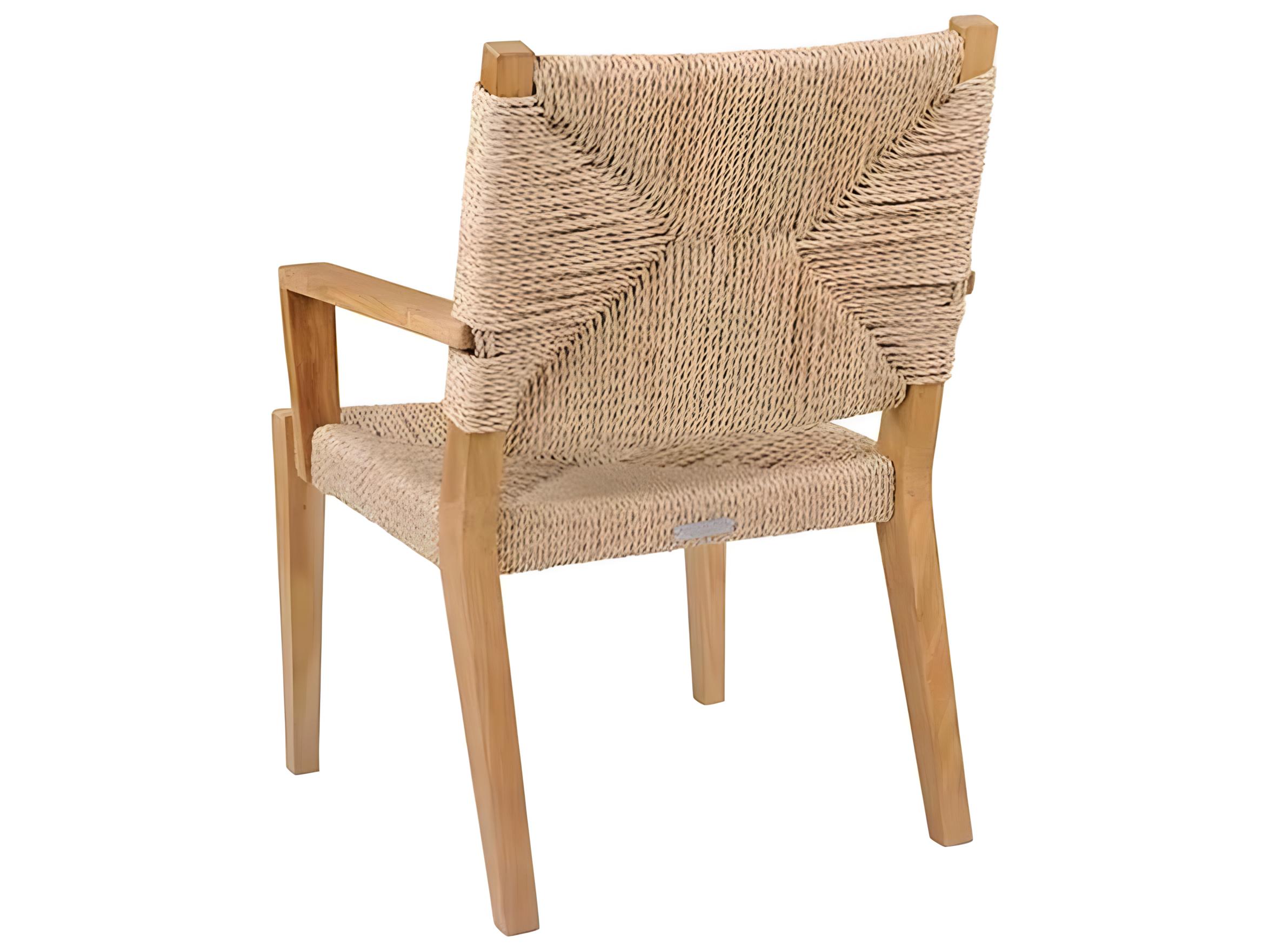 Kingsley Bate Hadley Teak Wicker Dining Arm Chair