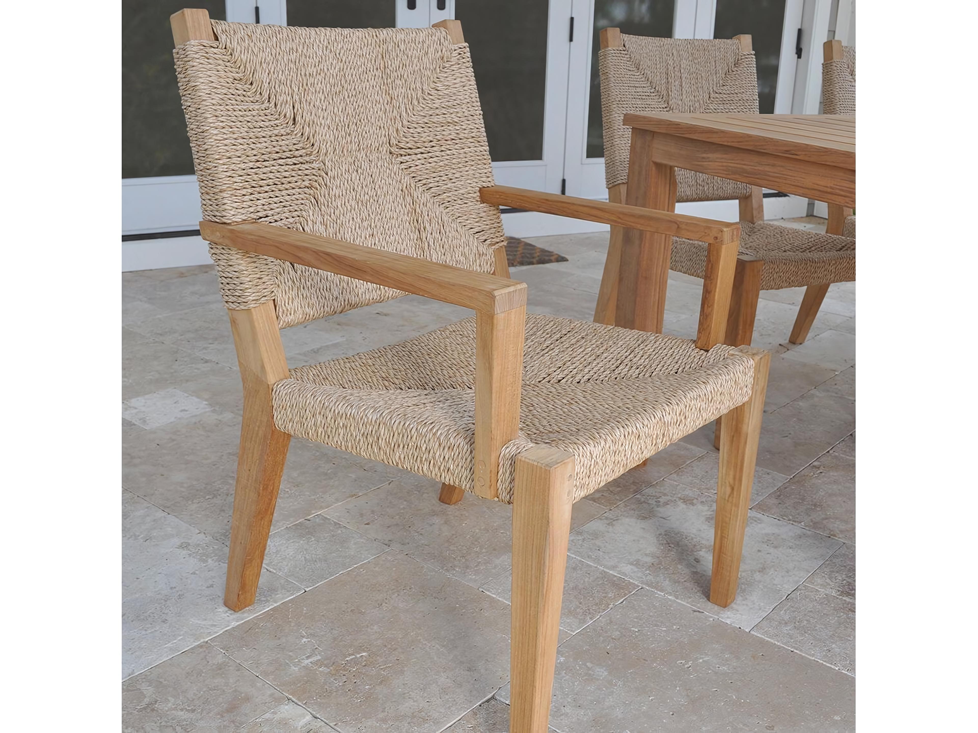 Kingsley Bate Special Order Hadley Teak Wicker Dining Arm Chair