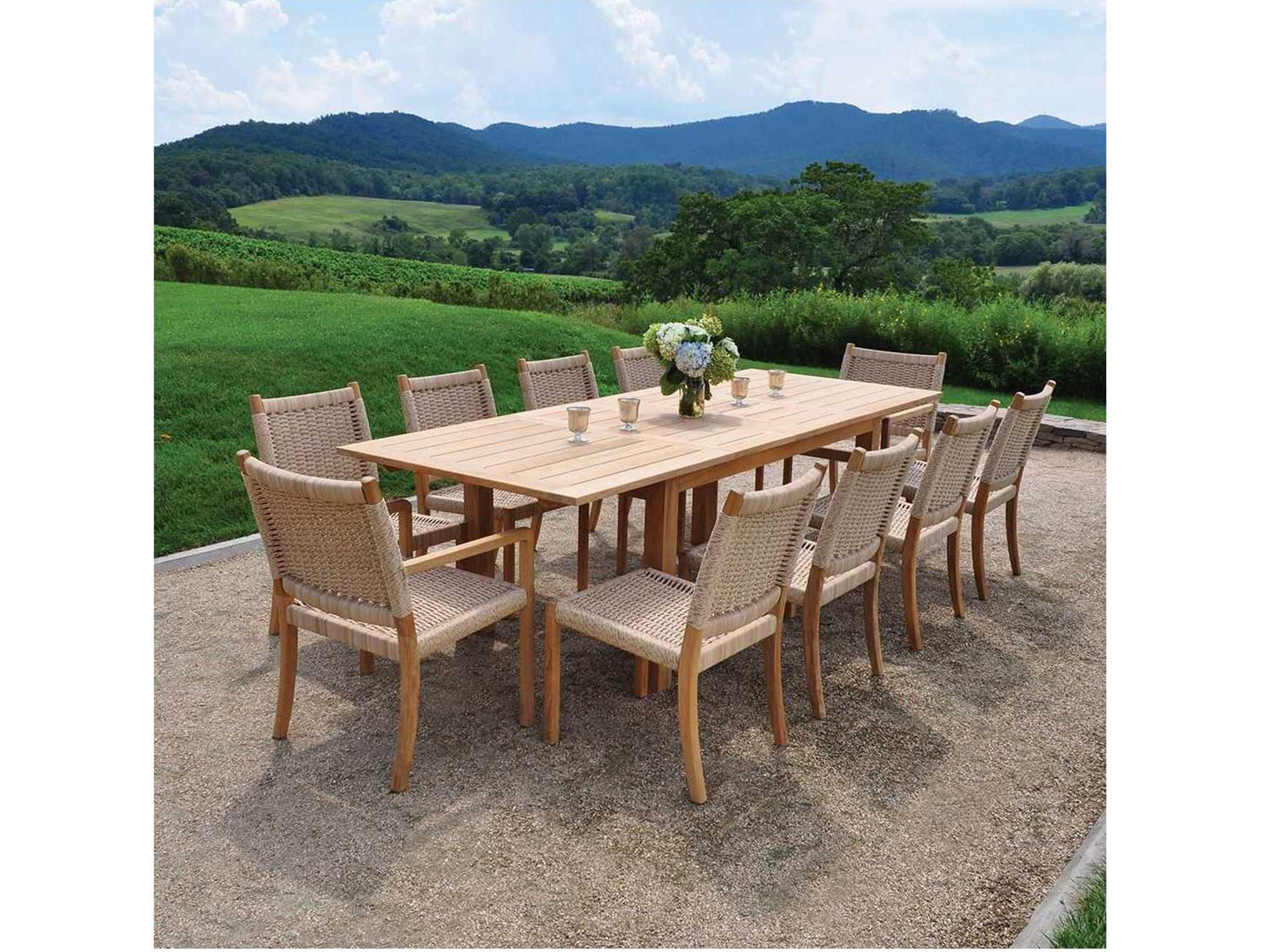 Kingsley Bate Hyannis Teak 70-102"W x 39.5"D Rectangular Dining Table with Umbrella Hole