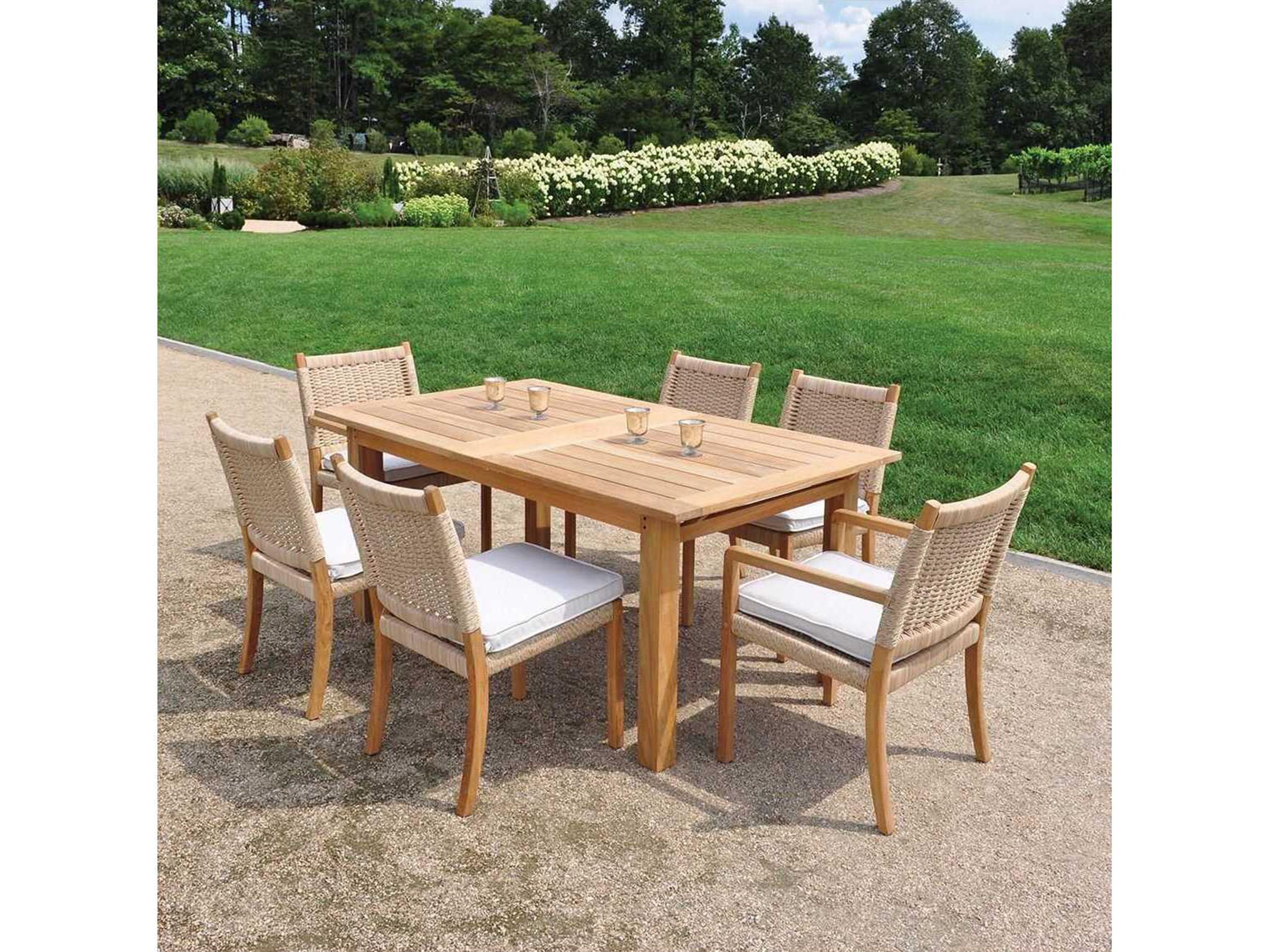 Kingsley Bate Hyannis Teak 70-102"W x 39.5"D Rectangular Dining Table with Umbrella Hole