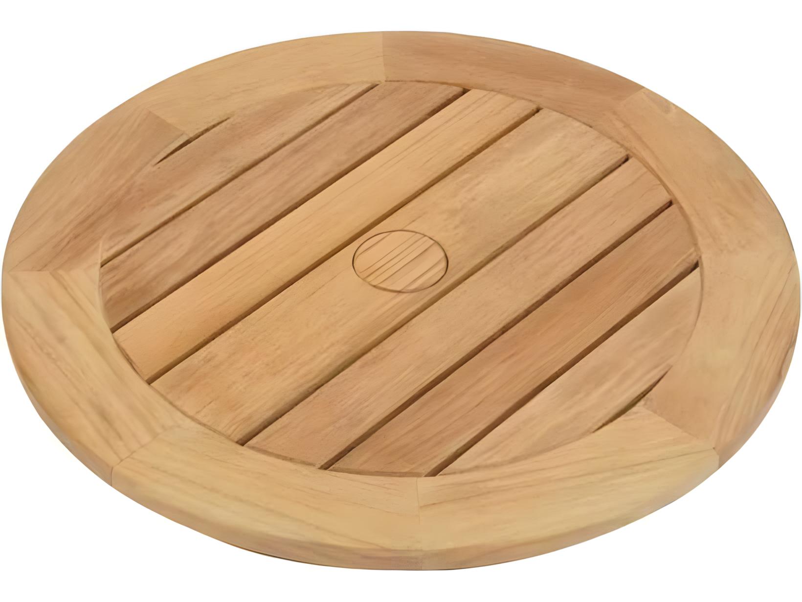 Kingsley Bate Teak 25" Wide Round Lazy Susan with Umbrella Hole