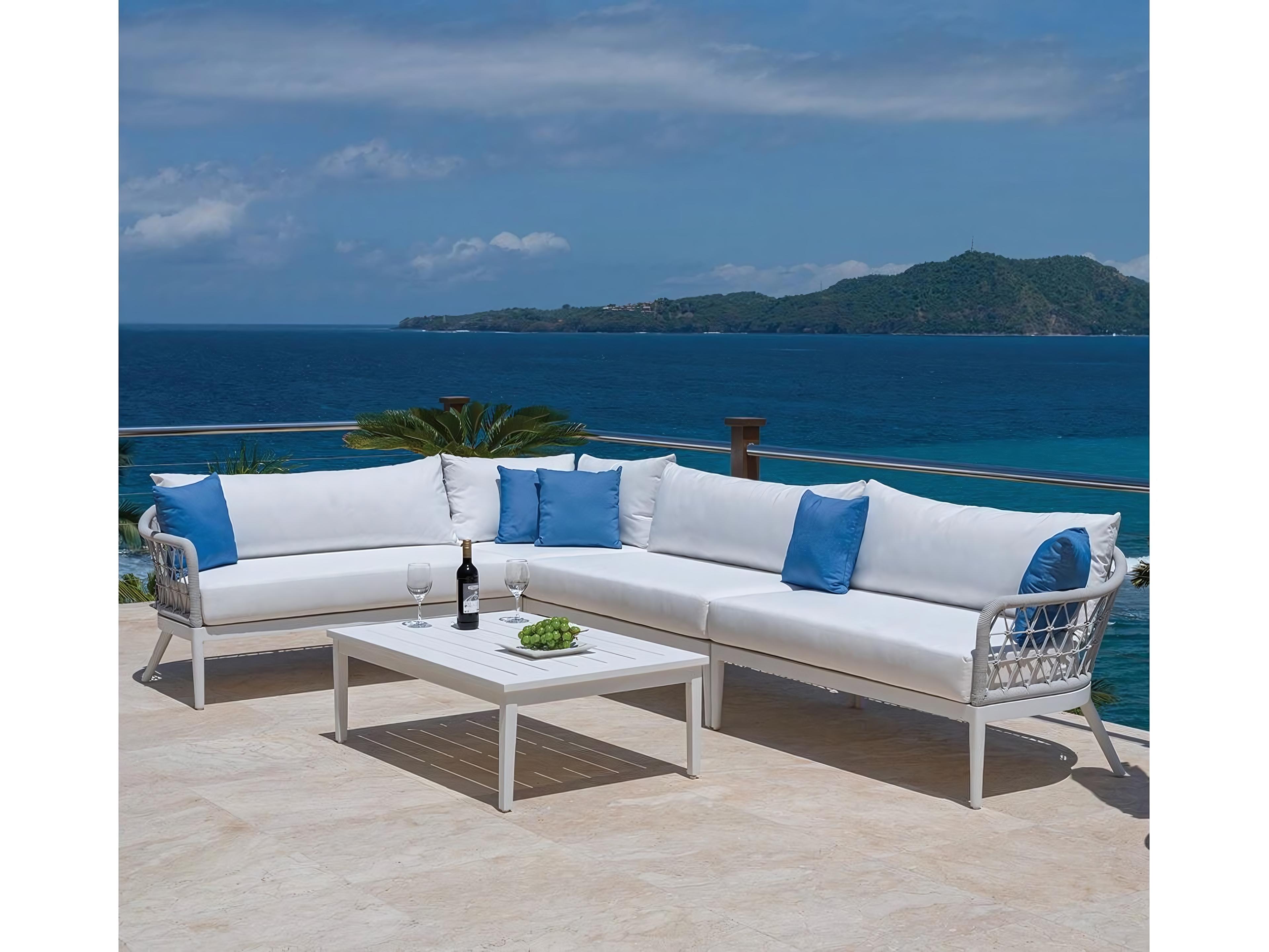 Kingsley Bate Special Order Nevis Aluminum Cushion Sectional Right Arm Facing Loveseat