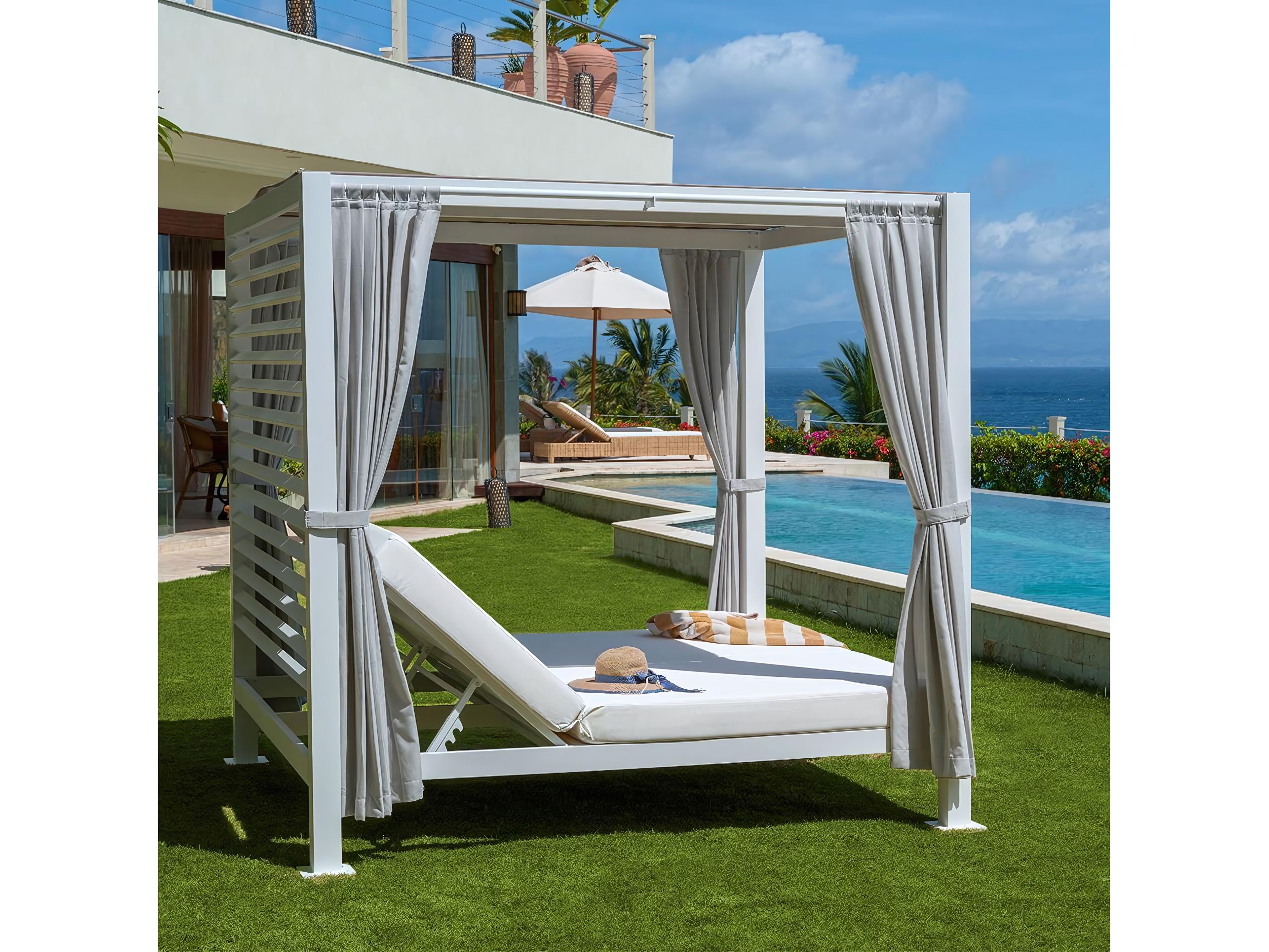 Kingsley Bate Special Order Pavilion Aluminum Double Chaise with Overseas Cushions