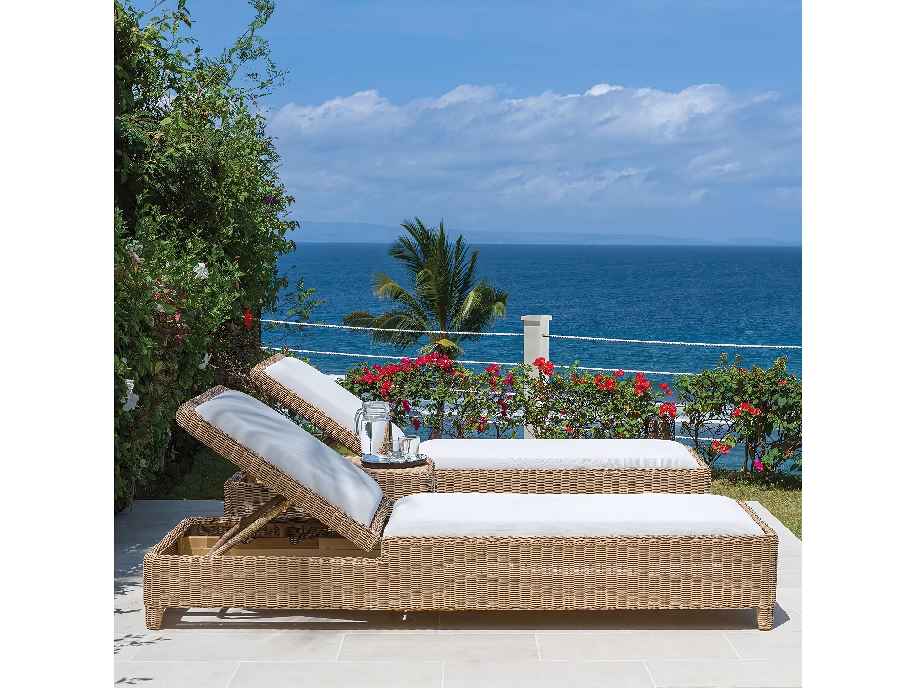 Kingsley Bate Special Order Quogue Wicker Cushion Chaise Lounge