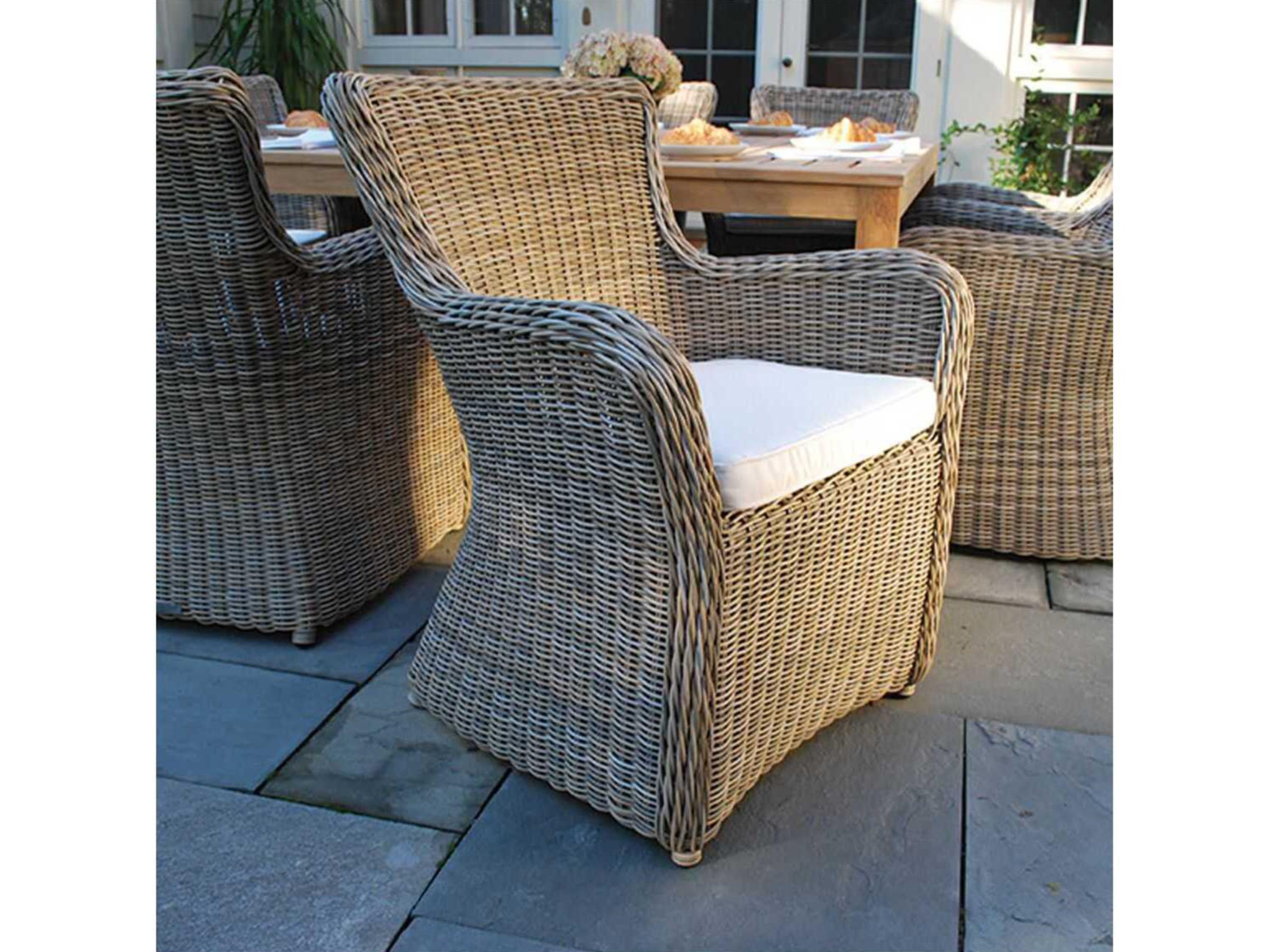 Kingsley Bate Special Order Sag Harbor Wicker Cushion Dining Arm Chair