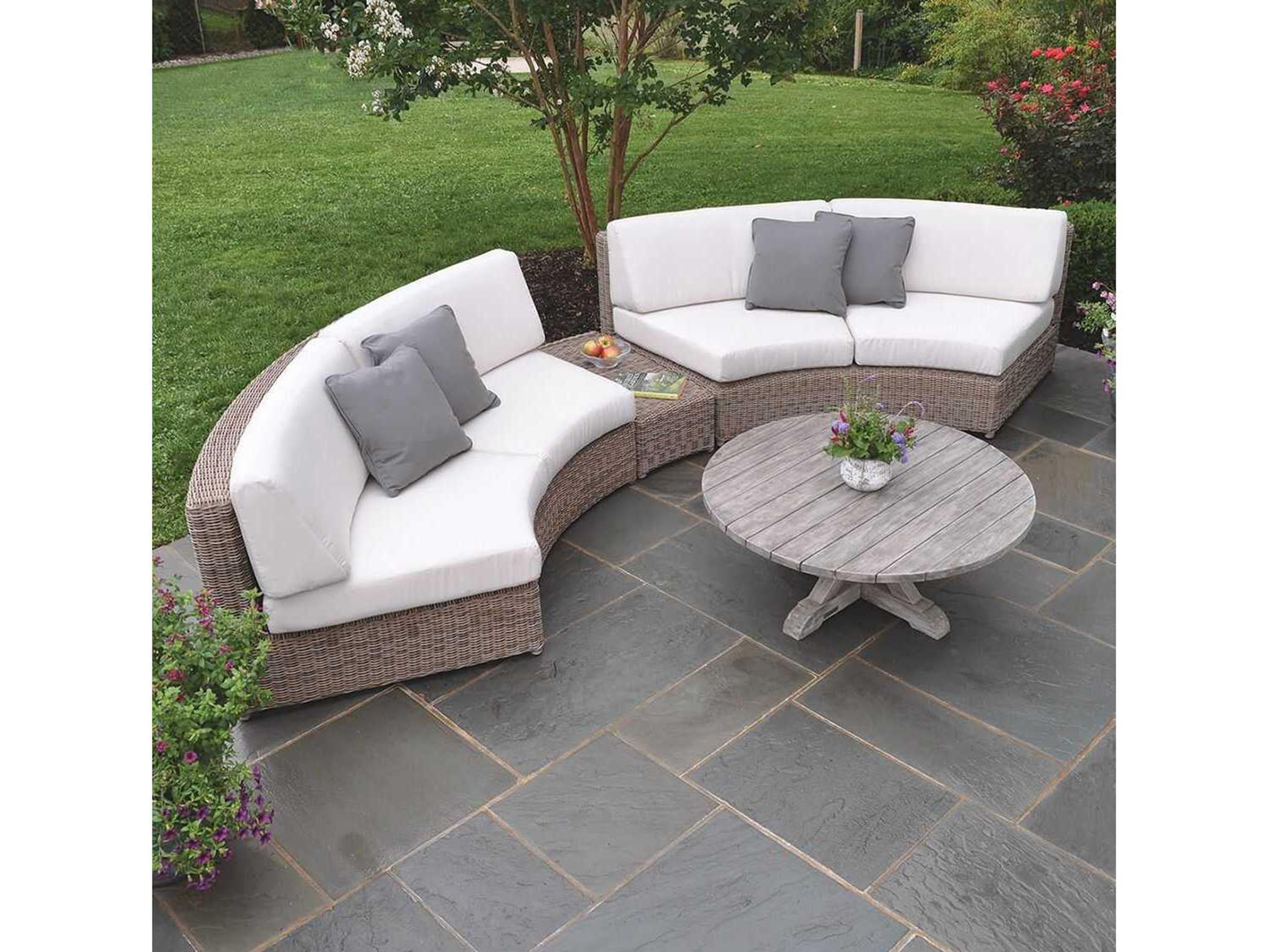 Kingsley Bate Special Order Sag Harbor Wicker Cushion Curved Modular Loveseat