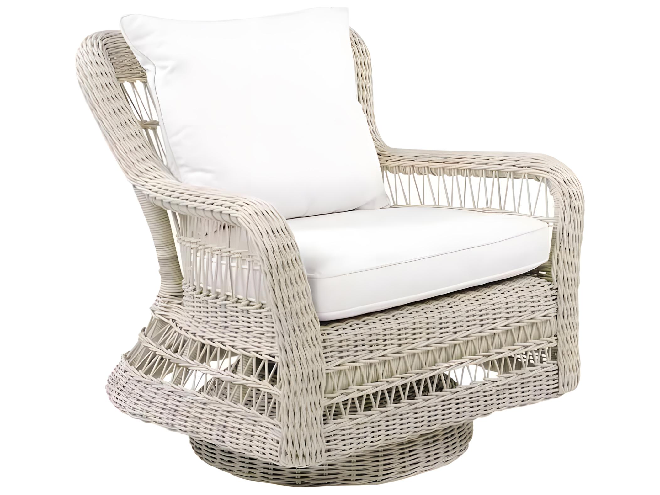Kingsley Bate Special Order Southampton Wicker Cushion Swivel Rocker Lounge Chair