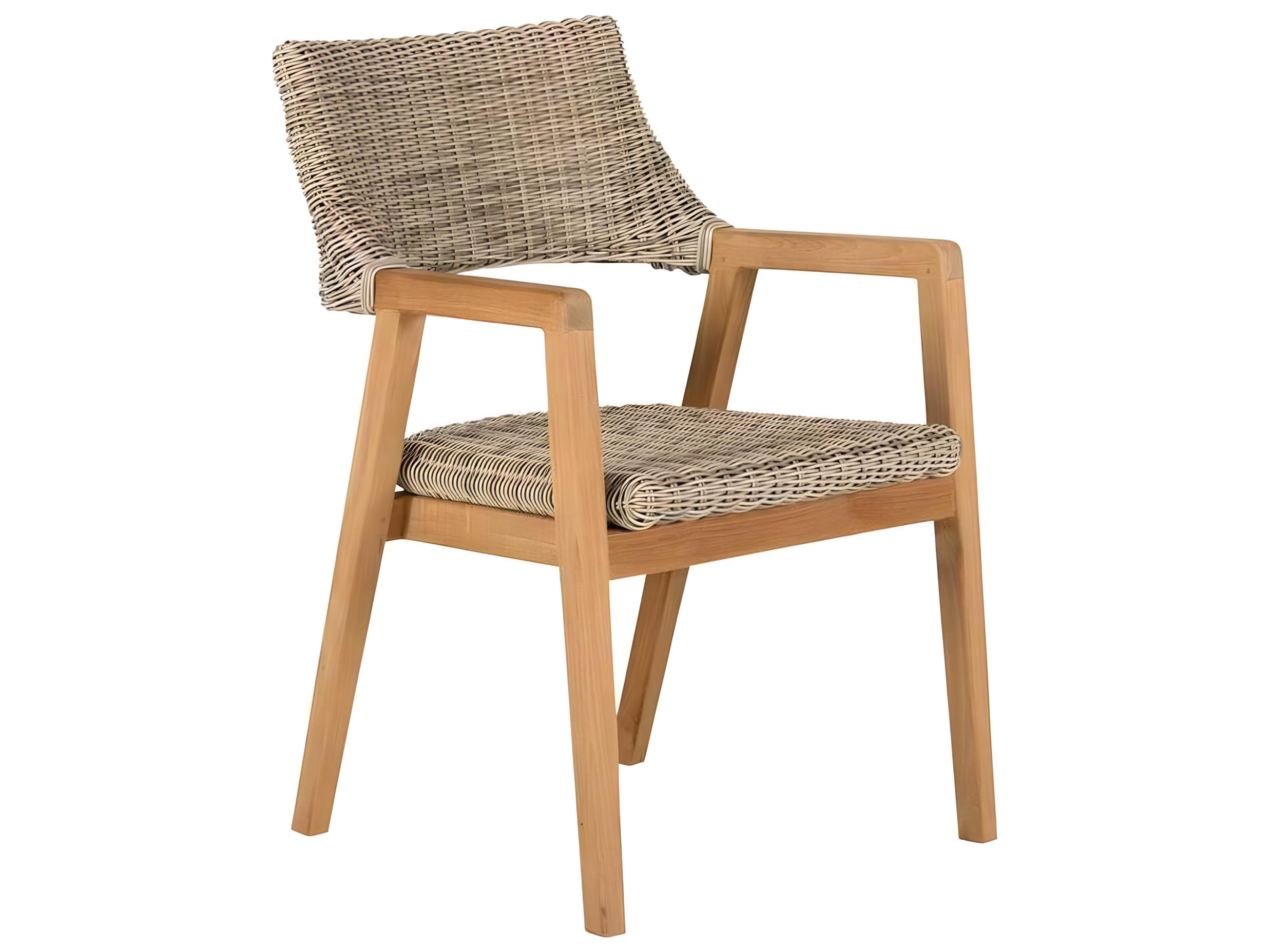 Kingsley Bate Spencer Teak Wicker Dining Arm Chair