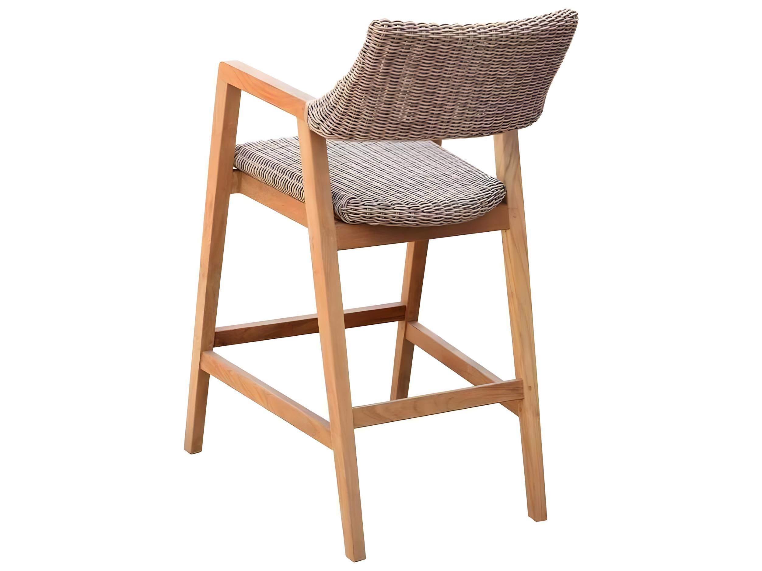 Kingsley Bate Special Order Spencer Teak Wicker Bar Stool
