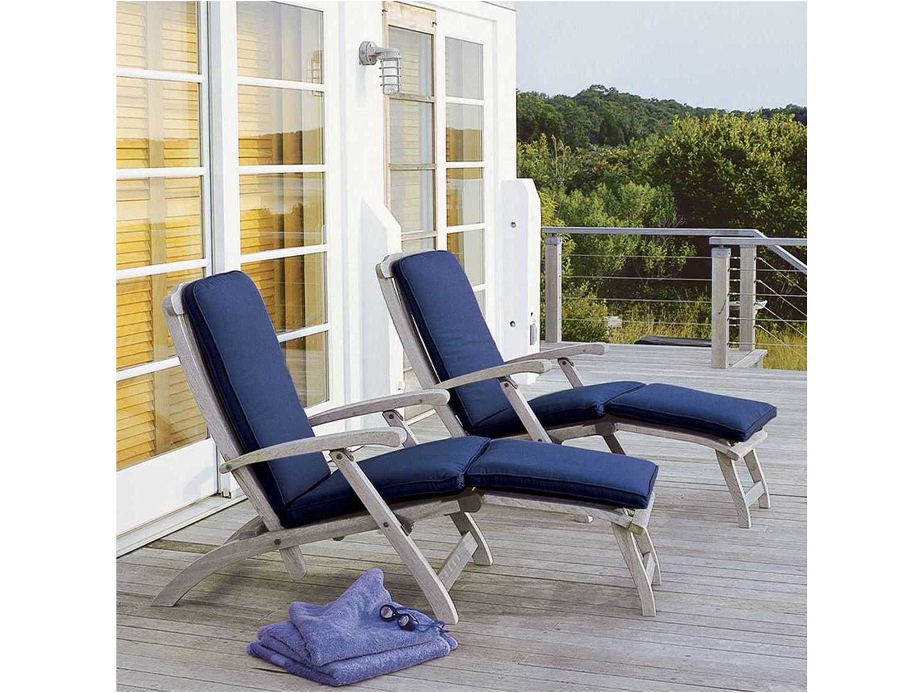 Kingsley Bate Steamer Teak Folding Chaise Lounge with Ottoman