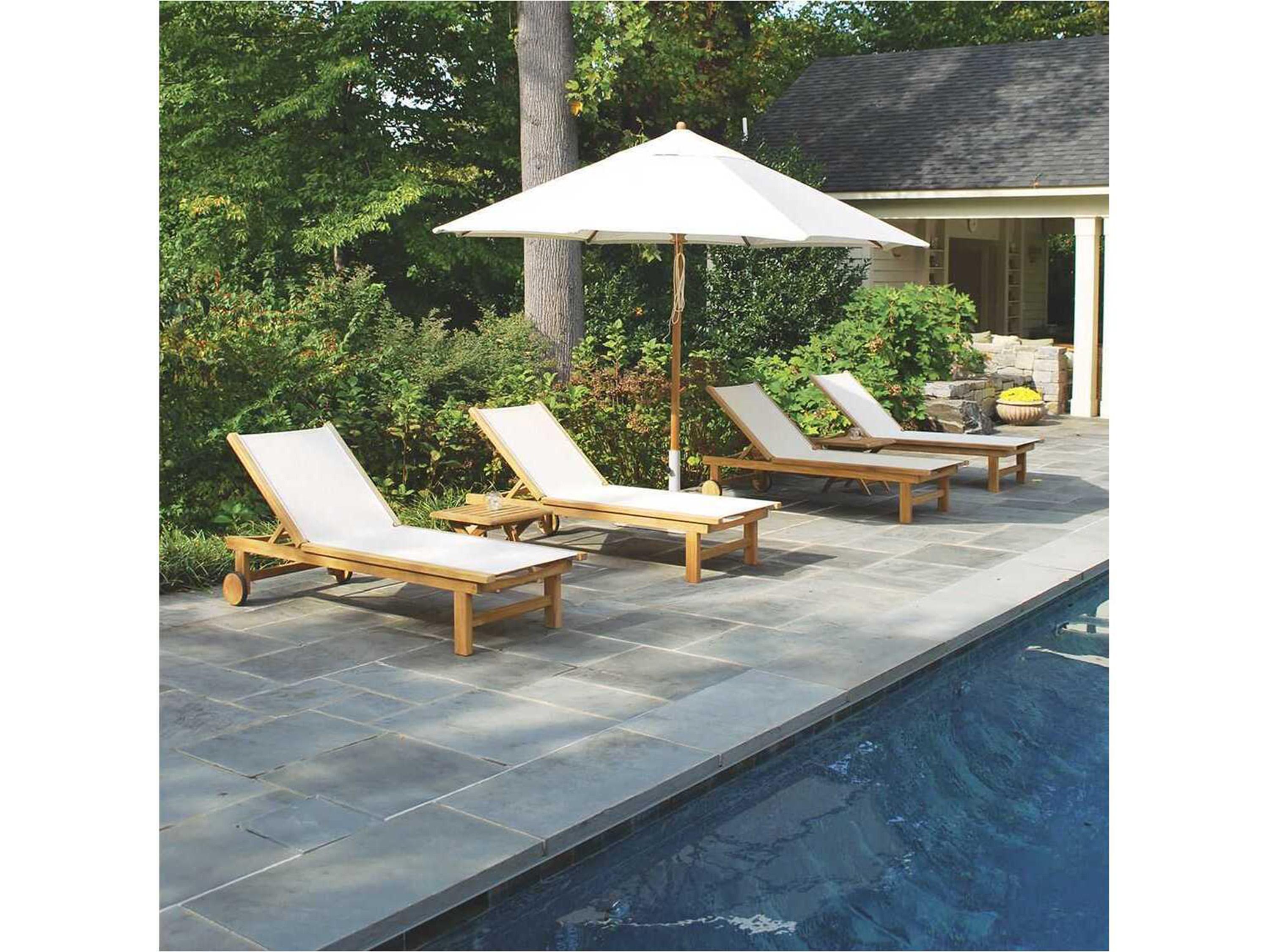 Kingsley Bate St. Tropez Teak Sling Chaise Lounge with Wheels