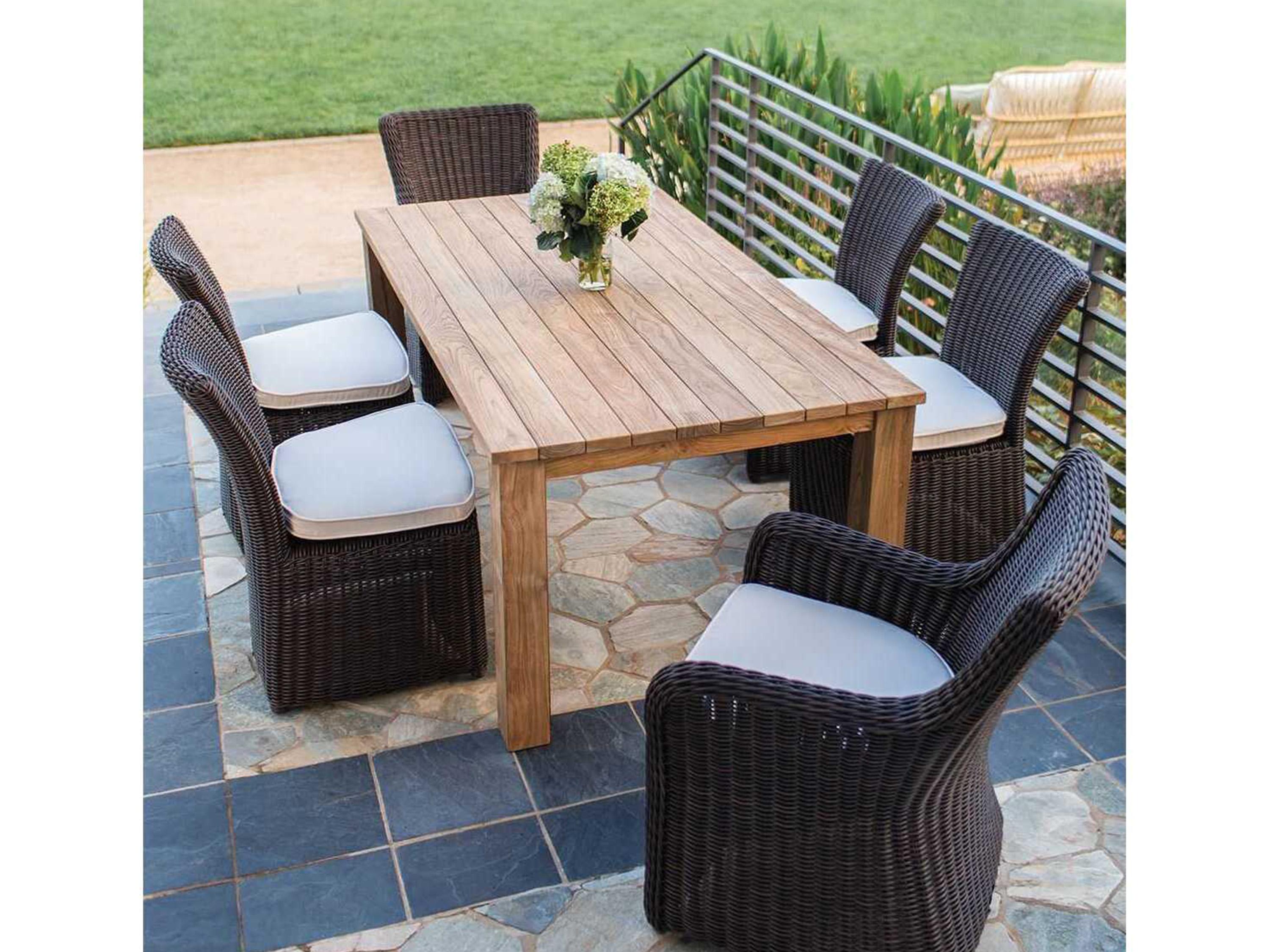 Kingsley Bate Tuscany Teak Rectangular Dining Table with Umbrella Hole